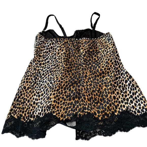 Dolce Gabbana Camisole Pyjama top leopard print VTG Lace detail Small slit - Picture 12 of 15